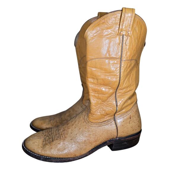 Vintage Nocona Men's Ostrich Med Square Toe Soft Supple Cowboy  Boots Sz 10.5 D - Picture 4 of 8